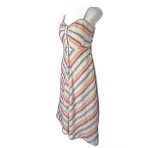FREE PEOPLE STRIKING STRIPED IVORY MULTI-STRIPE MIDI DRESS SIZE XS - Picture 7 of 16